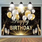Schwarz Und Luftballons Funkeln Glücklich Geburtstag Hintergrund